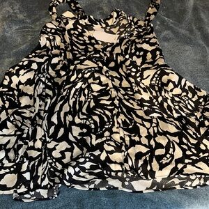 Mango Black and White Patterned Blouse